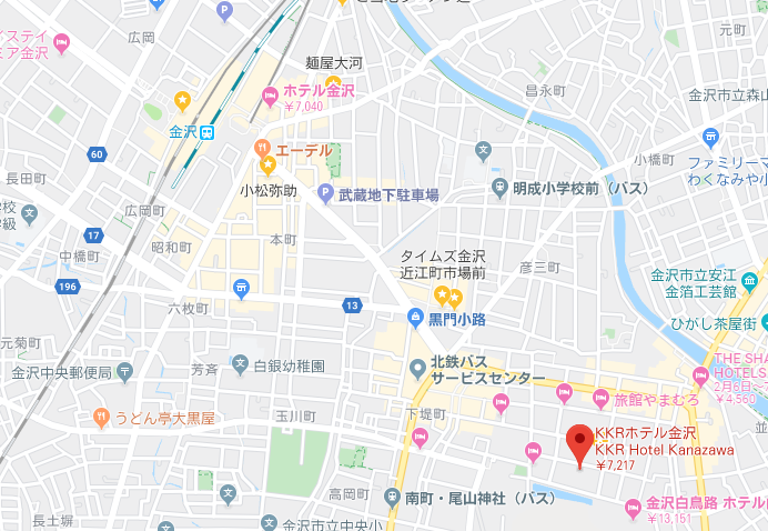 KKRホテル金沢アクセスマップ